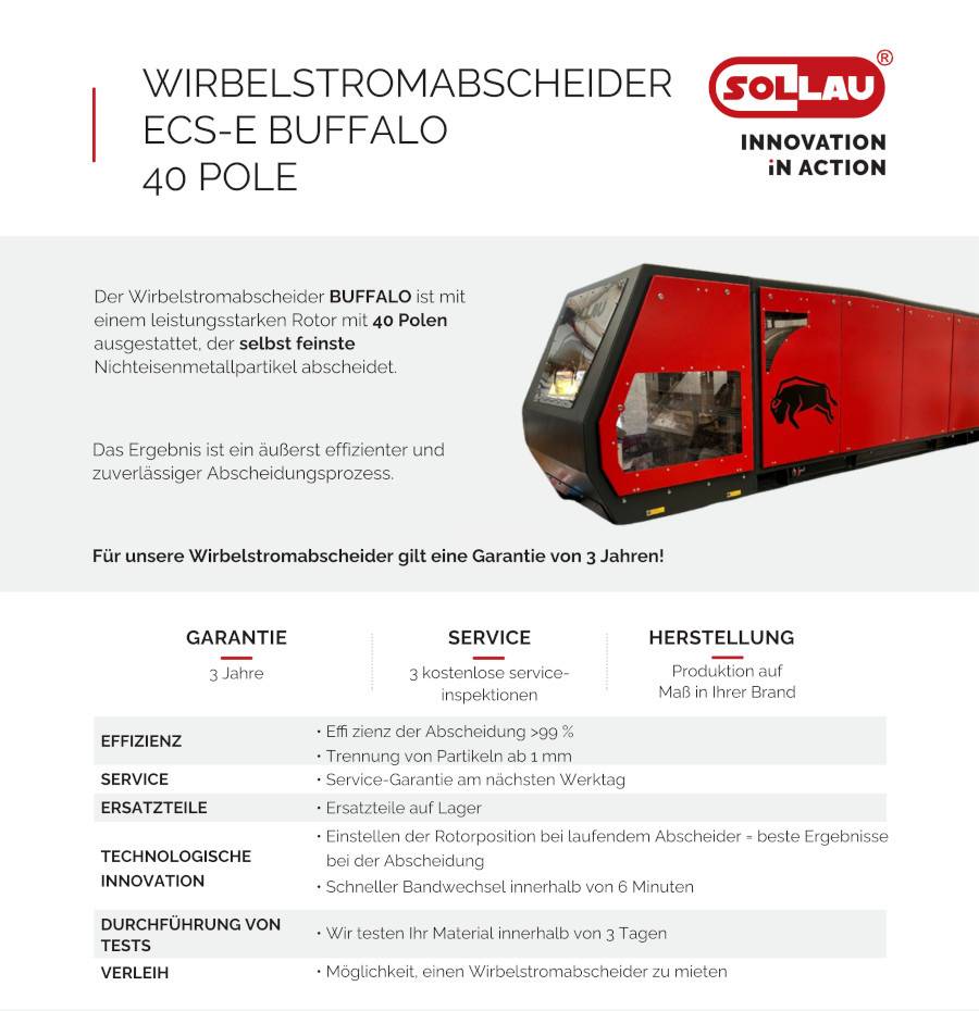 Magnetické separátory neželezných kovů ECS-E BUFFALO